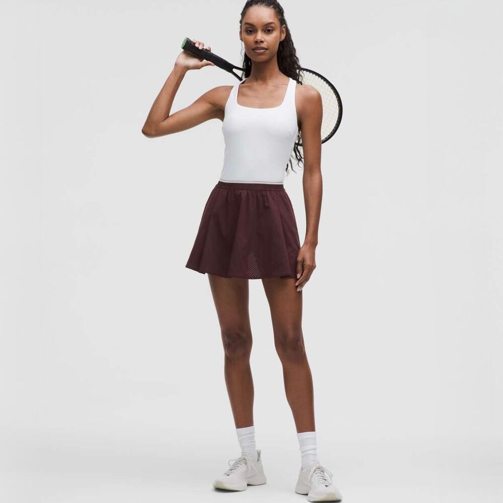 Lululemon Perforated Tennis Skirt Goodnight Plum Light Ivory Size 6 - Picture 3 of 16